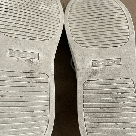 Tory Burch Leather Floral sneakers lace up shoes Size 5 - Picture 7 of 9